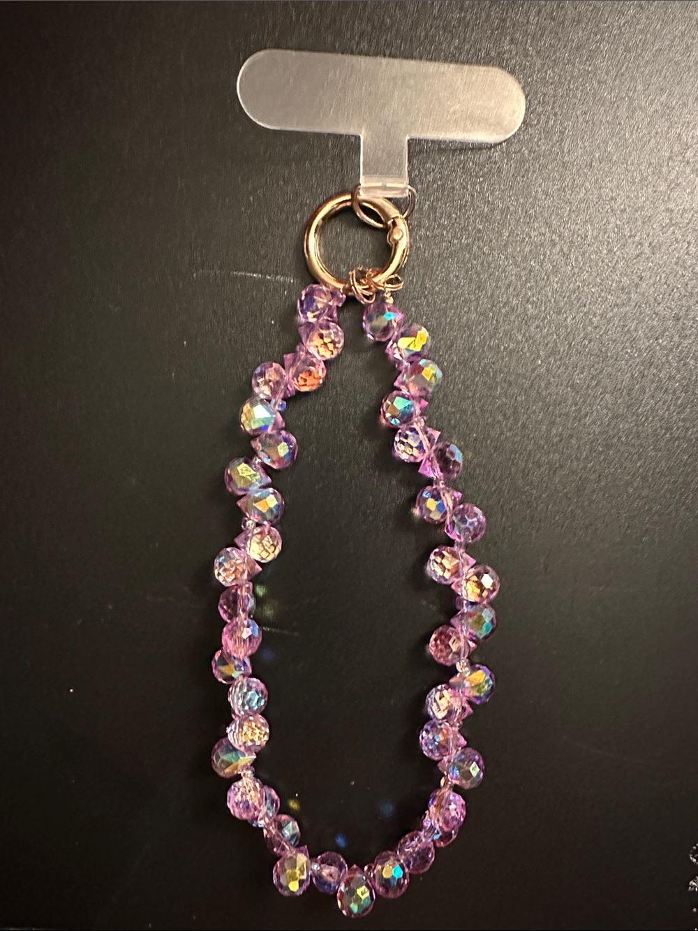 Purple Faceted Acrylic Beaded phone charm with Gold Ring Clasp